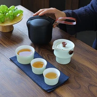 crockery ceramic teapots with 3 tea cups porcelain gaiwan kung fu teaset portable teaware travel bamboo tea set drinkware gifts