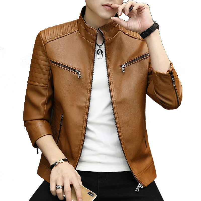 

and Autumn Leather Jacket Men's New Men's Leather Jacket Wholesale Men's Korean-Style Slim Fit Motorcycle Men's Leather Jackets