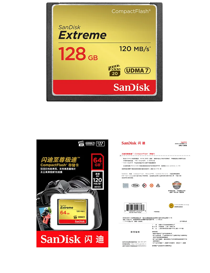 Оригинальная SanDisk Extreme PRO CompactFlash CF карта 128 Гб 64 ГБ 32 ГБ высокоскоростная Компактная флеш-карта для DSLR и HD видеокамеры