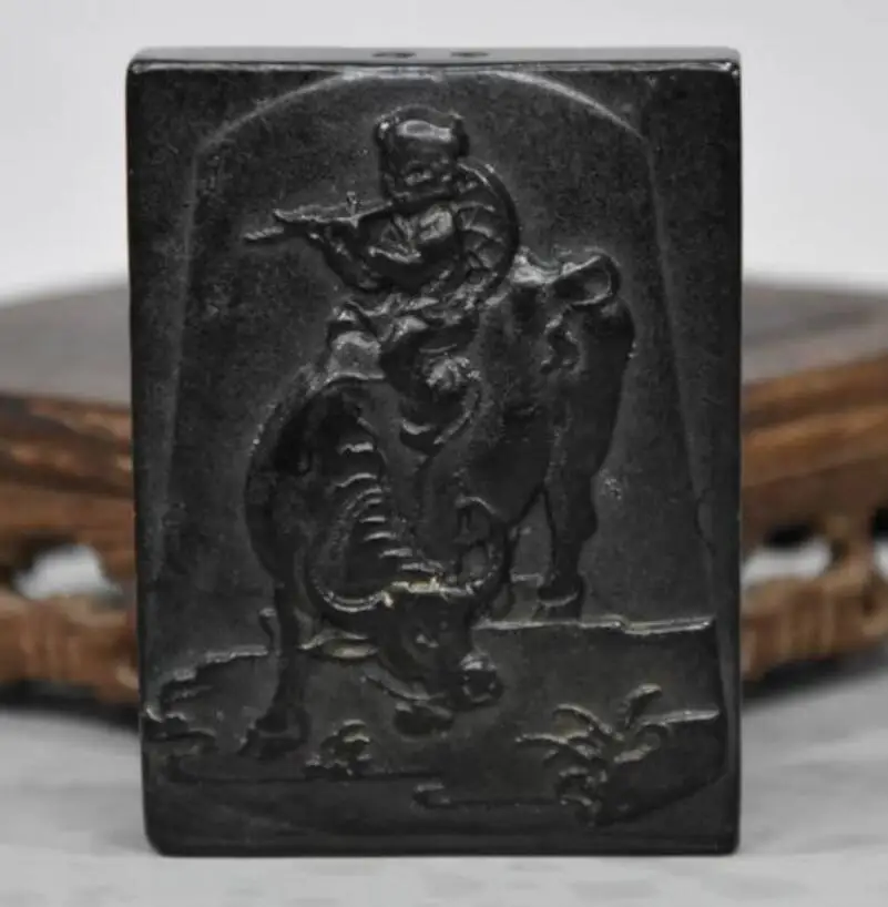 

Хуншанская культура архаизовая черная железная метеоритная скульптура мальчик ездить на корове статуя