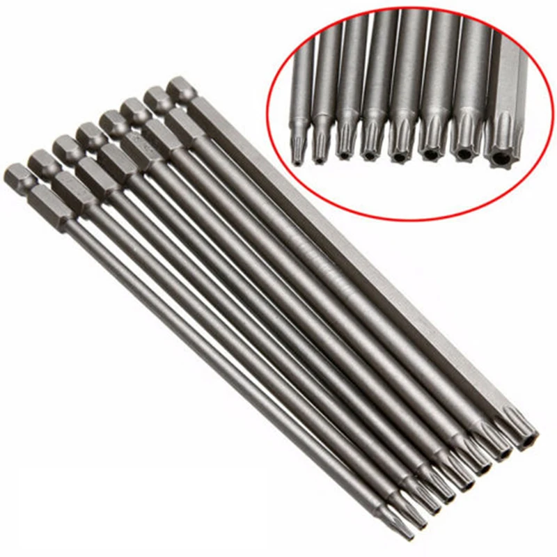 

8 Pcs Torx Screwdriver Bit Set Hex Security Head 150mm Extra Long T8 -t40 For Repair And Maintenance On Electronic Equipment