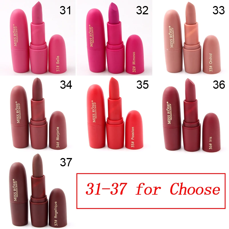 

Hot Sale Matte Lipstick Makeup Solid Pink Sexy Matte Velvet Lipstick Lip Cosmetic Long Lasting Makeup Brown Maquiagem