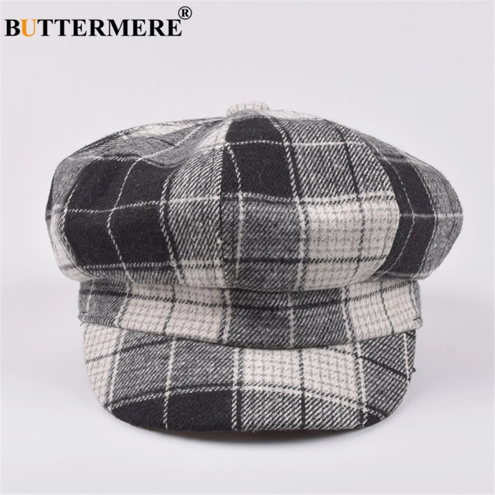 Женская шапка BUTTERMERE зимняя клетчатая кепка газетчика шерстяная британская ретро