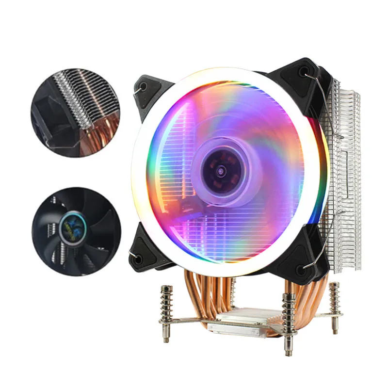 

LANSHUO 6 Copper CPU Radiator Ultra-Quiet Cooling Fan Single Motherboard 2011 Server for X79 X99 X299 CPU Fan (Three-Line Single