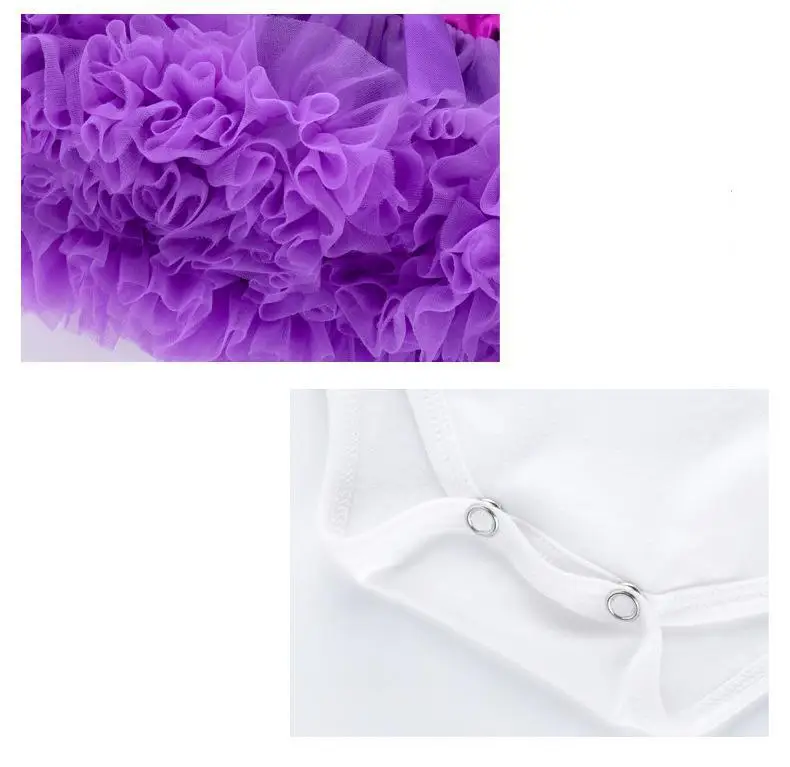 

New Summer Newborn Baby Cartoon Jumper Purple And Red Skirt Suit Cotton Bodysuit Mesh Skirt Party Clothiing