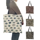 Новинка лета 2021, женская сумка с леопардовым принтом дьявольского глаза, женская сумка-тоут в полоску, женская сумка для покупок, удобные пляжные сумки