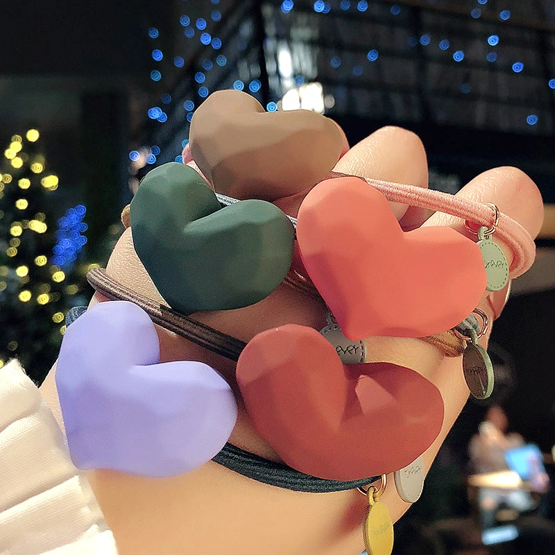 Резинки для волос с сердечками женщин и девочек милые резинки камнями аксессуары