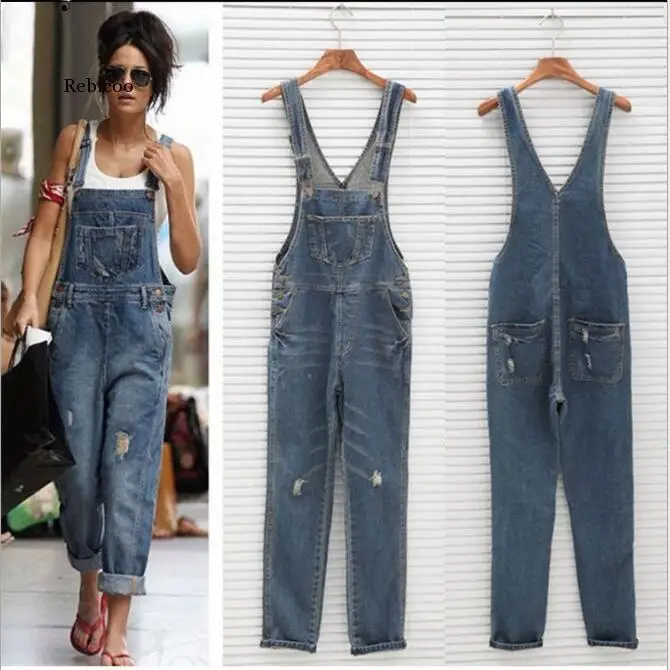 

Womens Rompers Baggy Denim Jeans Ladies High Waist Ripped Jeans And Overalls