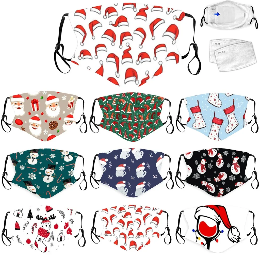 

mondmasker mascherine Unisex Christmas Outdoor Face Washable Breathable Reusable 1 Mask +2PC Filter mascarillas lavables