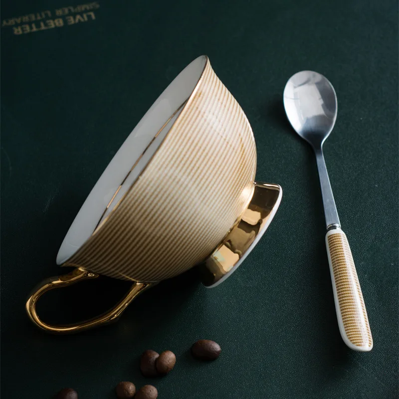 Забавная креативная кофейная чашка и блюдце из Королевского золотого костяного