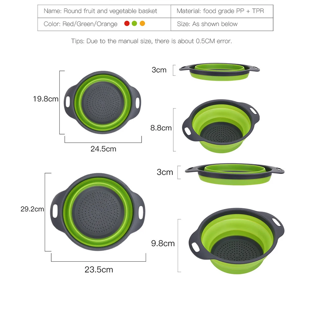 Складное мытье овощей и фруктов закрытый сеткой слив Ситечко Дуршлаг кухонная