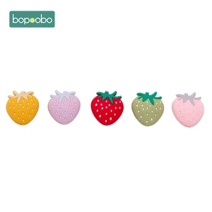 Bopoobo 100 шт пищевого качества Детские Прорезыватели силиконовые Клубничные бусы детское ожерелье Multy-Colors из Силикона Детские Прорезыватели Diy игрушки