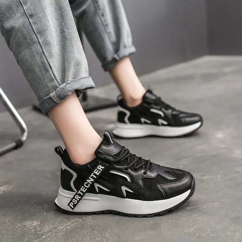 

2020 New Designers Women Platform Fashion Sneakers Lace Up Chunky Casual Shoes Mesh Sport Vulcanized Shoes Woman Trainers 5cm