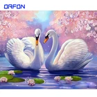 ORFON, влюбленные лебеди, сделай сам, краска по номерам, домашняя стена, животные, художественная картина, краска по номерам, каллиграфия, краска для рисования, пейзаж, художественное оформление