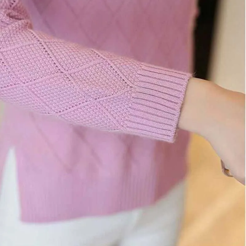 

New Spring Autumn Fashion Round Neck Pullover Sweater Female Loose Short Casual Sweater Warm Long sleeve Knitted Sweater2021