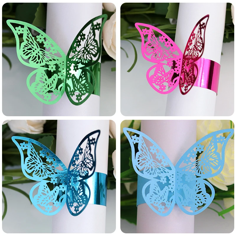 50 шт. бумажные кольца для салфеток в форме бабочки 10 цветов | Дом и сад