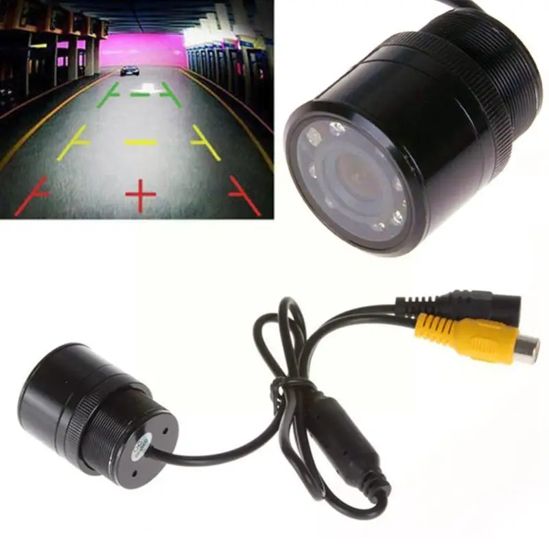 

Car Rear View Backup Camera 170 Degrees 28mm Reverse Night 8 Black Rearview Color Waterproof Camera LED Vision D0A2