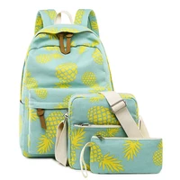 3 pcs sets canvas schoolbags for teenage girls backpack set children shoulder bookbags lunch pack pencil bags trendy rucksack