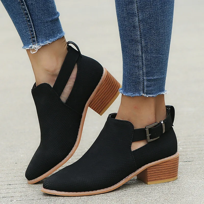 LITTHING Winter Womens Boots Casual Ladies Shoes Suede Leather Buckle High Heeled Zipper Snow For Femme | Обувь