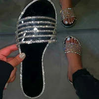 2020 banquet bling bling flat casual slippers outdoor wild sandals home durable beach flip flop sliver cross rhinestone slides