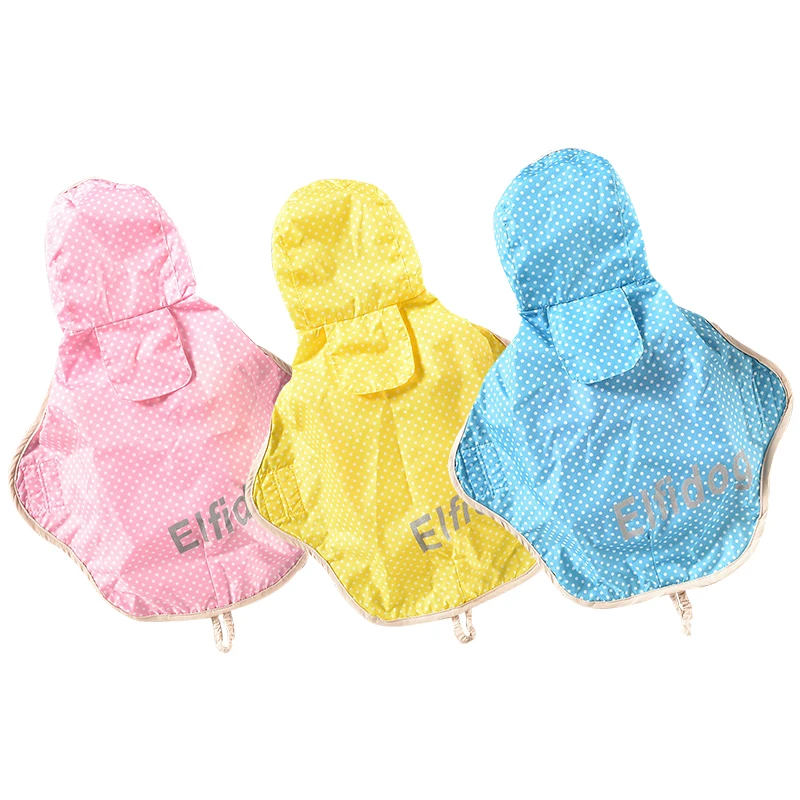 Светоотражающий милый дождевик в горошек для больших собак розовая синяя желтая