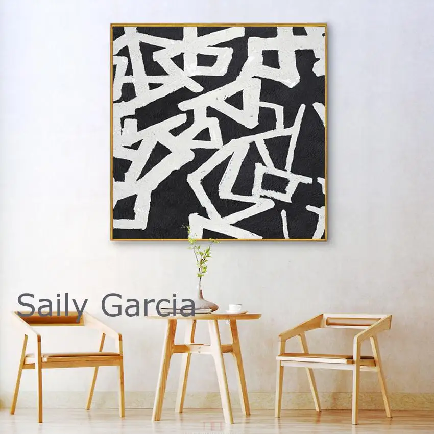 

Canvas Painting Black and White Abstract Pattern Posters and Prints Art Hanging Wall Decoration for Living Room Office