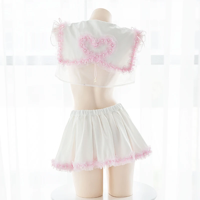 Привлекательная Милая Прозрачная форма и юбка ультракороткий матросский костюм