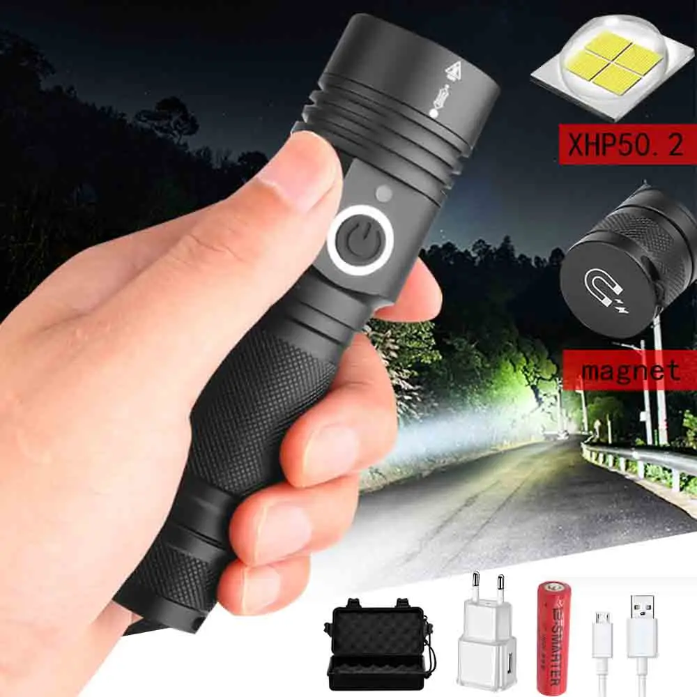 Суперъяркий светодиодный фонарик xhp50.2 водонепроницаемый перезаряжаемый USB