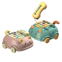 baby cartoon pull phone toys bilingual teaching simulation early eduion toys with light and music for child telephone