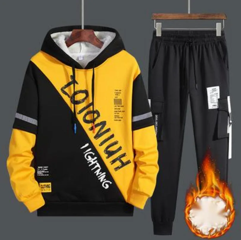 

Men's Set Hoodies Pants Winter Hooded Sweatshirt Sweatpants Fashion Youth Coat Men Set Hoodie Pant Hip Hop Pullover Hoody Jacket