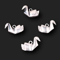 15pcs silver plated cute origami crane wish pendants bracelet earrings metal accessories diy charms jewelry crafts making a1928