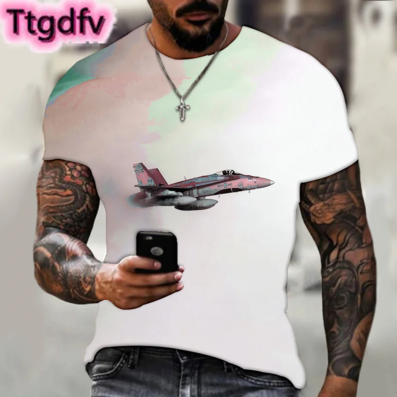 

Fashion Summer Oversized T-shirt FA-18 Hornet Men's 3D Printing T-shirt Casual Trend Hip Hop Men's T-shirt