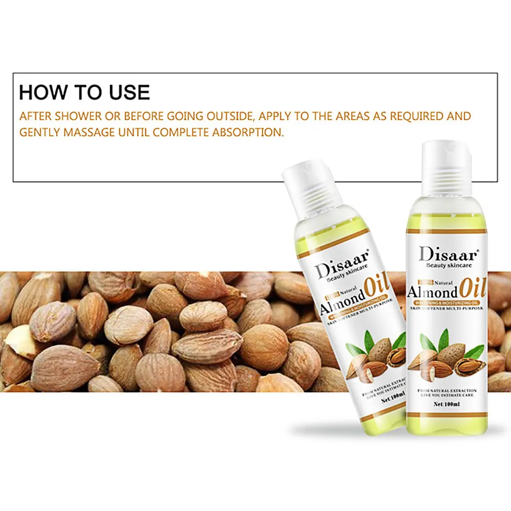 100ml Almond Oil Body Massage Brightening Moisturizing Firming Smoothing Improve Fine Lines Brightens Skin Tone Care |