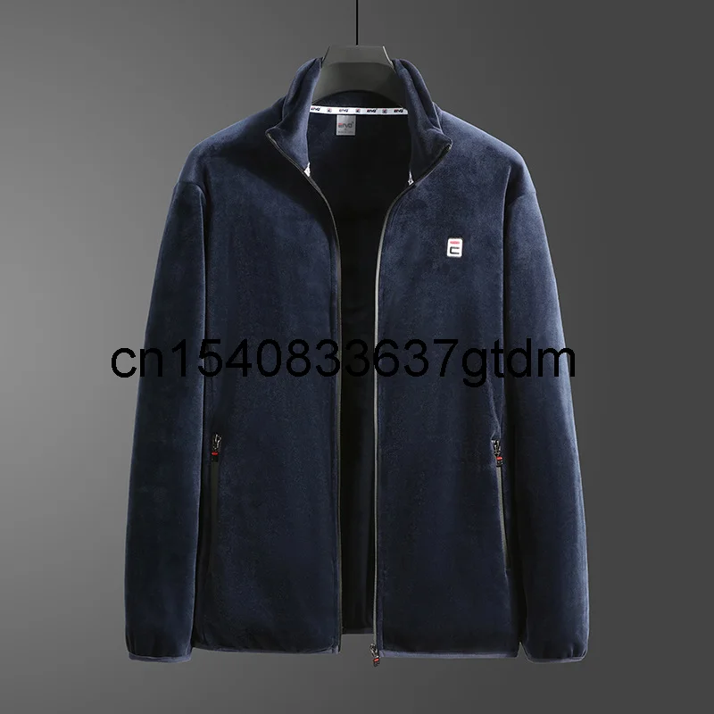 

Новая Осенняя мужская полнит размера плюс бархатная куртка мужская жира со стоячим воротником мягкое пальто