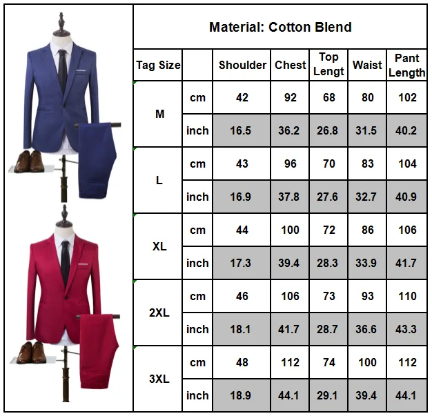 

Men's Plain Suit Slim Fit Two Piece Coat Pants Trousers Formal Wedding Groom S