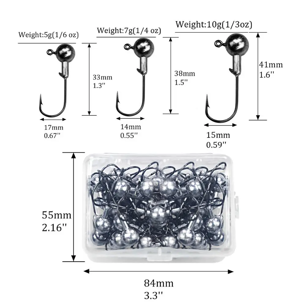 50 шт. 5g 7 г 10 Lead Jig Head рыболовный крючок Нержавеющая сталь колючей пресноводный