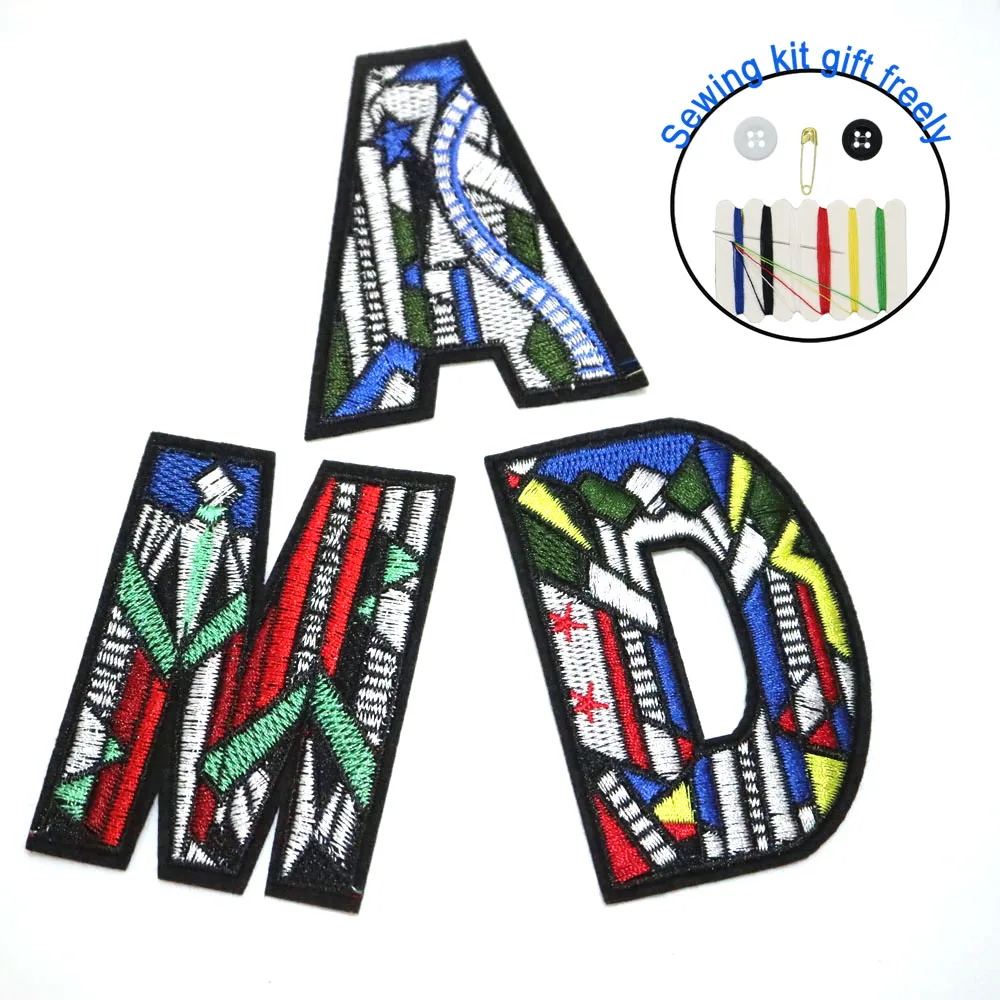 

Fashion Letter badge applique embroidery patches Sew on embroidered parches appliques for dresses parches para la ropa