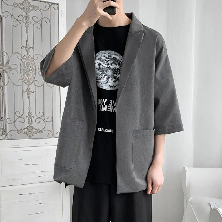 

Small suit Hong Kong fashion brand fashion leisure suit jacket men only half sleeve thin west coat of England