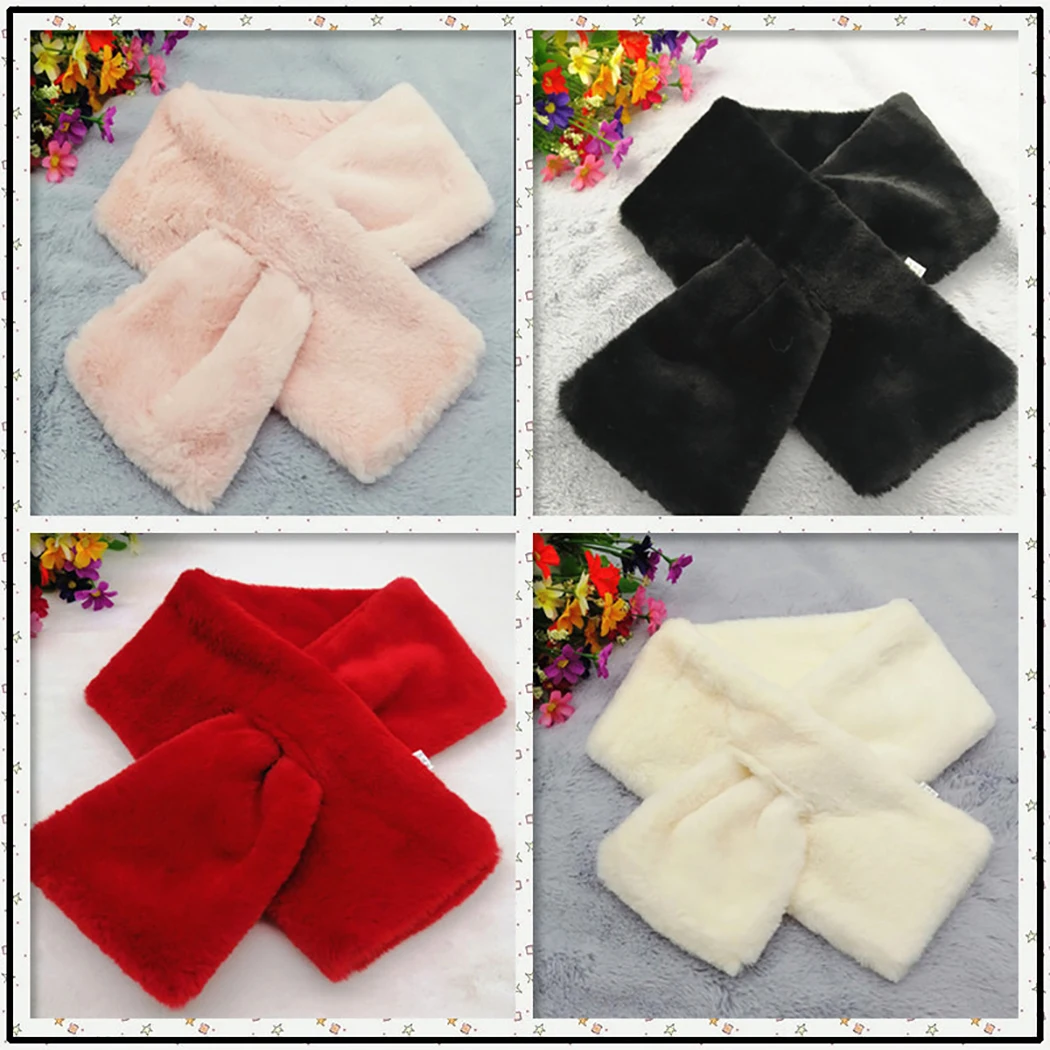 1 шт. женский шарф крест сплошной цвет искусственный мех воротник шею теплый |