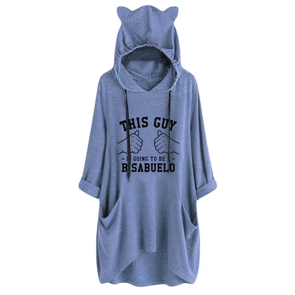 2019 женские повседневные толстовки принт с кроличьими ушками на капюшоне одежда