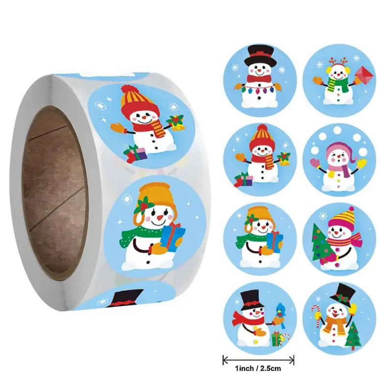 

2 рулона рождественских наклеек, круглые Подарочные наклейки, рождественские подарочные этикетки для конвертов, конфет, рождественские отк...
