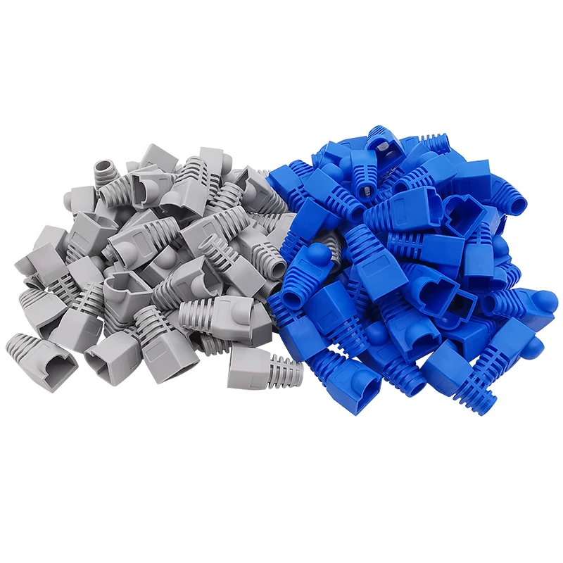 

20Pcs RJ45 CAT6 CAT5E Ethernet Network Cable Connector Boots RJ-45 Adapter Plugs Cap Cover Protective Sleeve Blue Grey