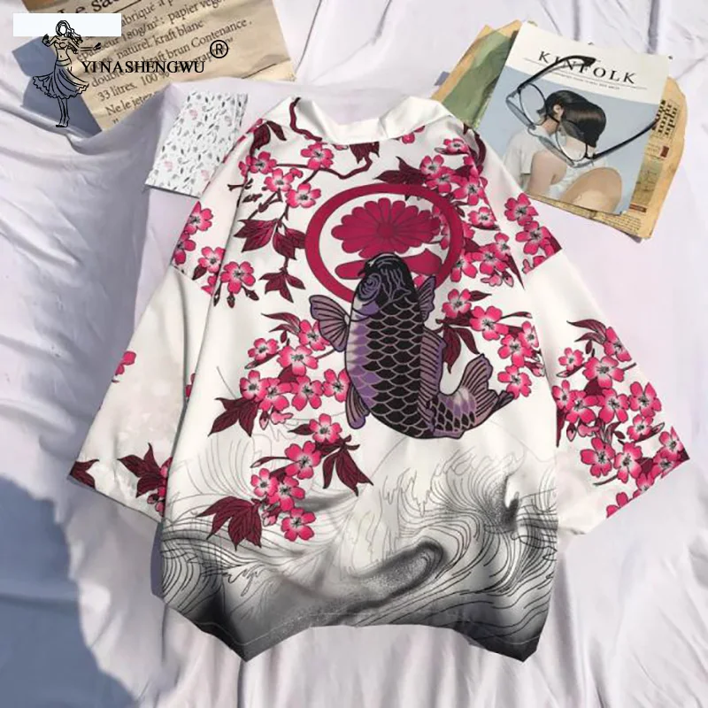 Традиционное японское кимоно Yukata рубашка унисекс солнцезащитная одежда блузка