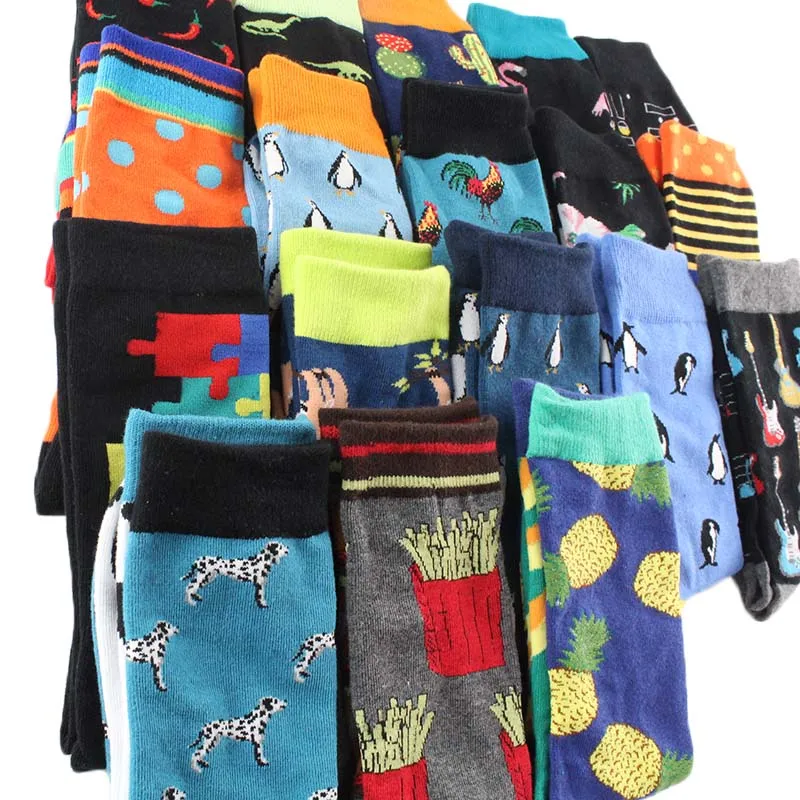 Скейтборд унисекс Happy смешные мужские носки Чили пингвин фламинго обезьяна суши