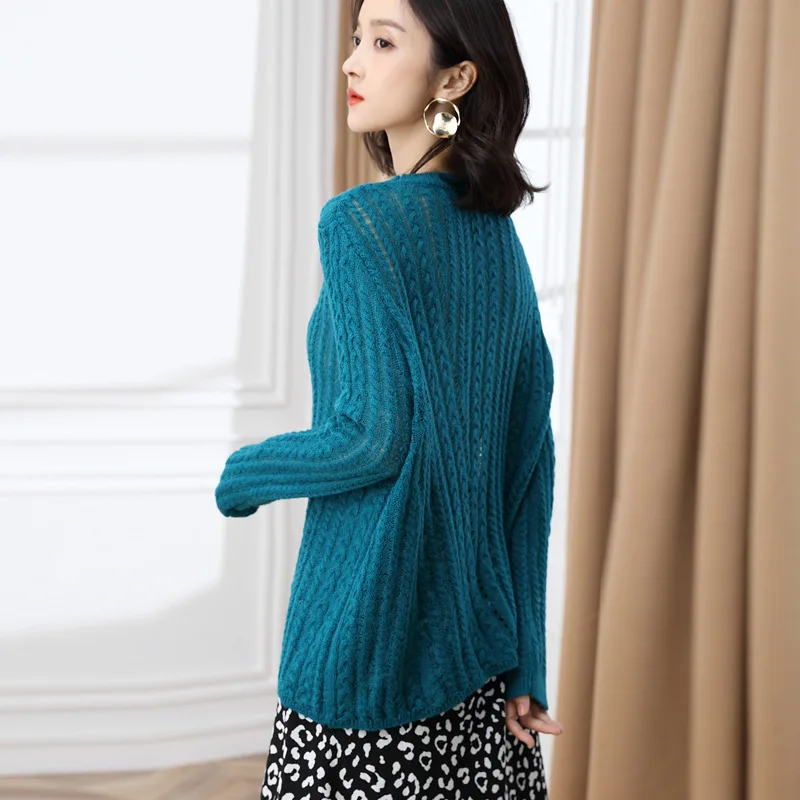 Jumper Pull Oversize Femme Hollow Out Sweater Woman Fashion 2019 Korean Pullover Female Tunic Long Sleeve Thin Loose Tops DD2385 | Женская