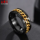Мужское кольцо-Спиннер Auxauxme в стиле панк-рок, поворотное кольцо из титановой нержавеющей стали, золотистого и черного цвета, мужские аксессуары, Прямая поставка