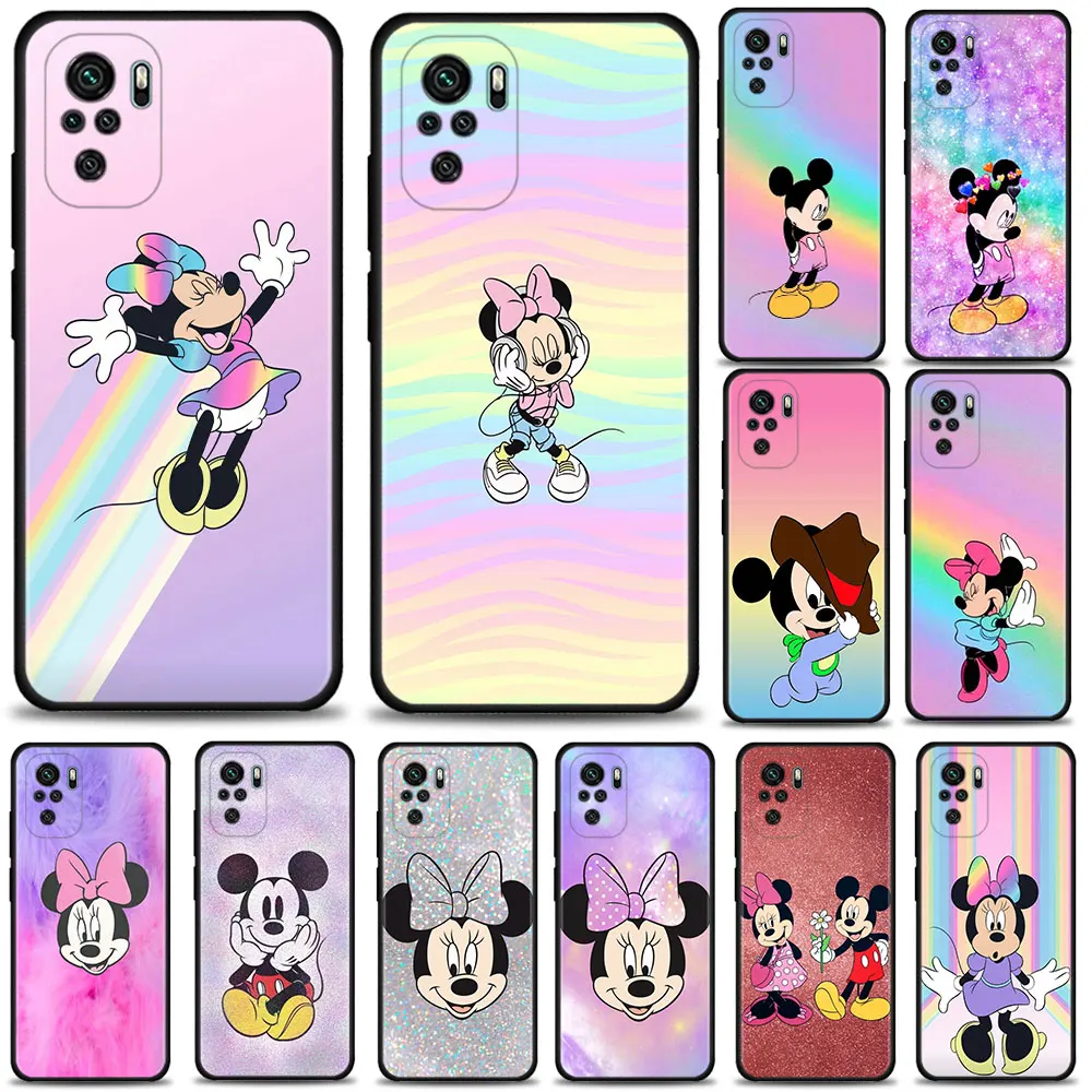 

Disney Cartoon Bling Rainbow Color Mickey Minnie Mouse Case For Xiaomi Redmi Note 11 10 Pro Max 10 5G 9T 9S 9 4G Cover Shell