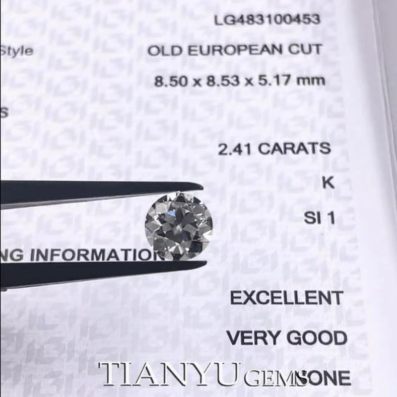 

Tianyu Gems OEC Cut CVD 2.41ct K S11 EX VG Round Lab Grown Synthetic Diamonds 8.50*8.53*5.17mm IGI Certificated for Ring Jewelry