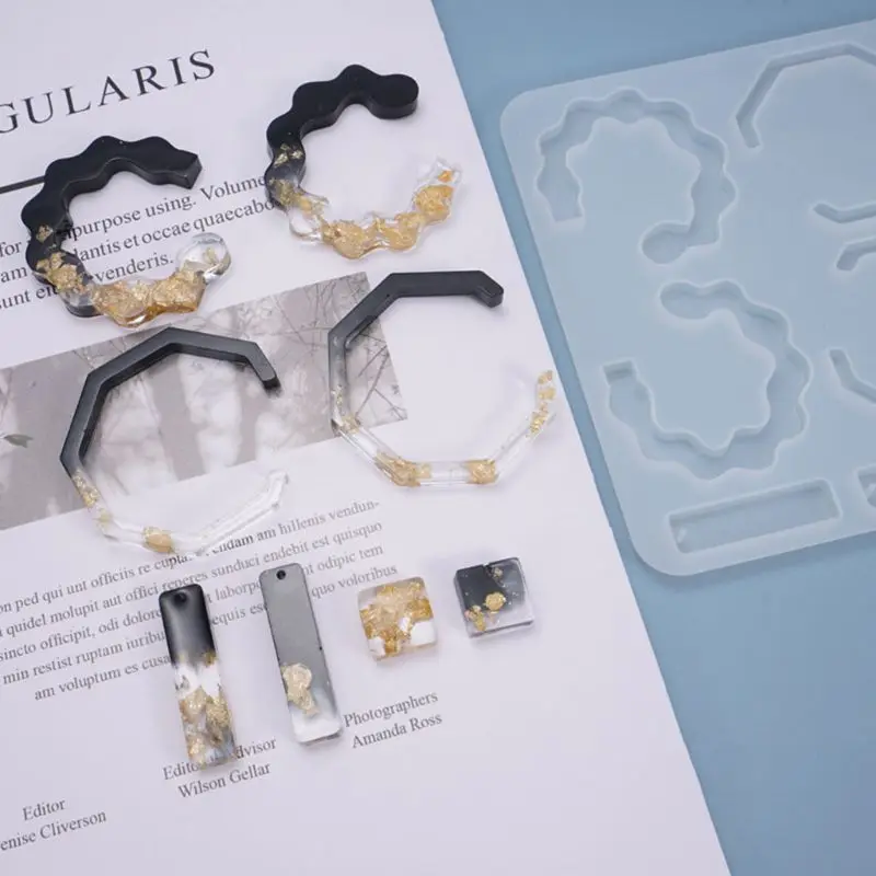 

Resin Crystal Epoxy Mold Earrings Pendant Casting Silicone Mould DIY Crafts Jewelry Making Tool