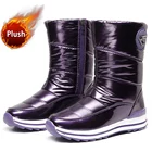 Зимние женские теплые сапоги для снежной погоды, плоская Водонепроницаемая зимняя обувь на толстом меху 2021, женские нескользящие сапоги